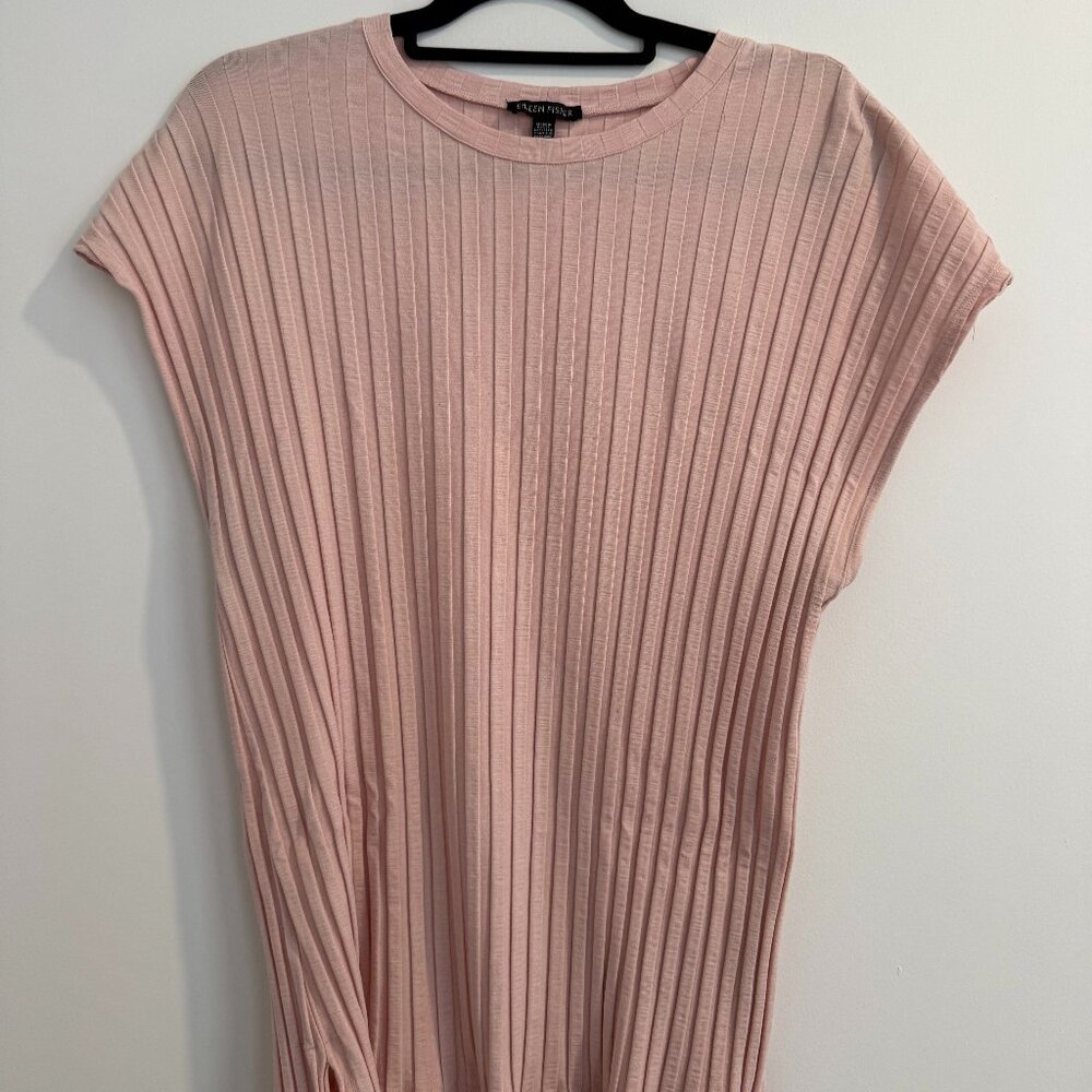 Eileen Fisher Pink Ribbed Short Sleeve Top Size XL